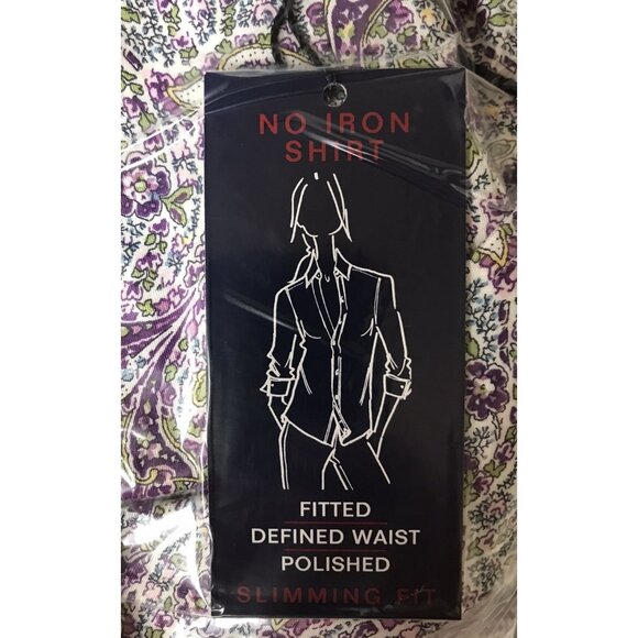 NWT Ralph Lauren Chaps No Iron Floral Button-Up Shirt Size 2x Contrast Cuffs - Picture 6 of 6